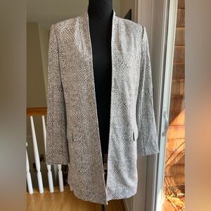 CALVIN KLEIN GREY &‎ WHITE LONG BLAZER/JACKET